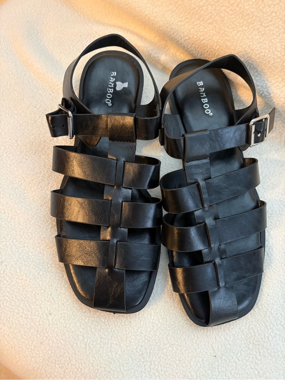 BAMBOO Kids Black Strappy Fisherman Sandals